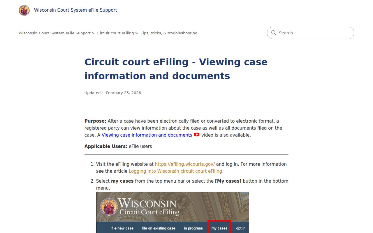 Waupaca County court records and eFiling document access