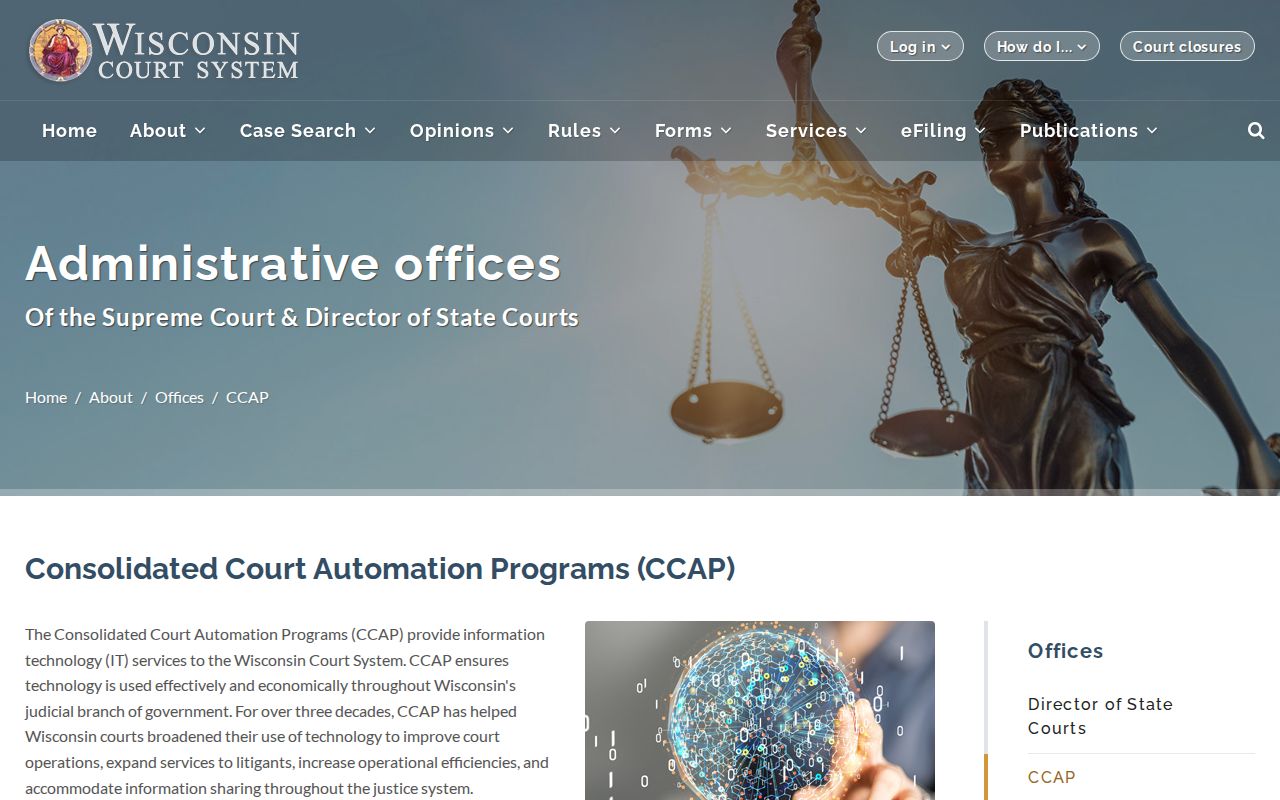 Waupaca County case lookup and CCAP public access